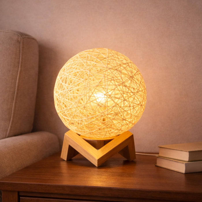 Decorative Wooden Bedside Table Lamp Night Light Desk Side Table Warm White Lamps for Living Room Bedroom 13x24 cm (with LED Light)