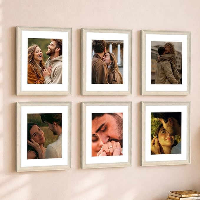 Premium White Photo Frame Set of 6 for Living Room | Classic Wooden Picture Frames for Photos, Artwork & Kids Room | Wall Décor (8x10 Inch)