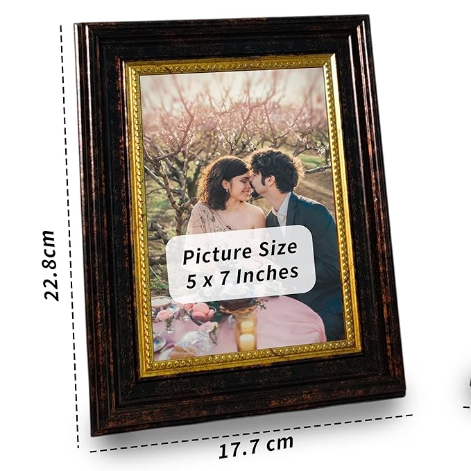 Photo Frame for Table, Plexi Glass, Engineered Wood Photo Frame (Gold)