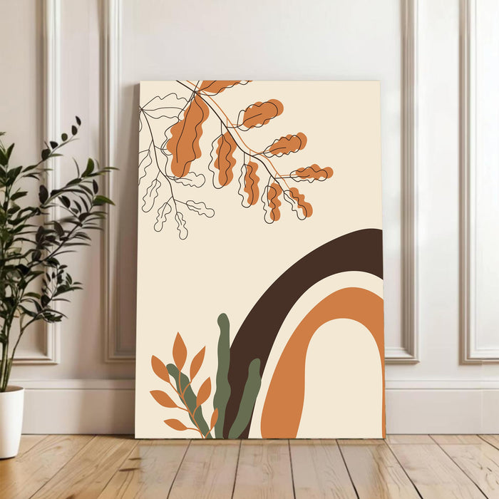 Abstract Nature Stretched Canvas Wall Art Modern Boho Illustration Painting for Home & Office Wall Decor, (16x22 Inch)