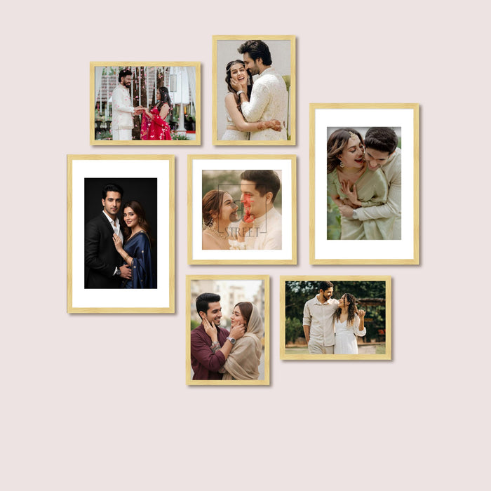 Art Street Photo Frame Set of 7 Beige Wall Decor Collage Display Hanging Family Picture Frames Gallery Collection Decor Items Wall Mount Frames Birthday Anniversary Gift, 8x12, 12x12 and 12x16 In