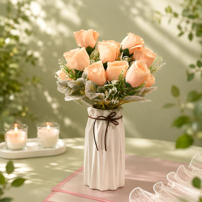 Art Street Artificial Peach Rose Flowers Bouquet