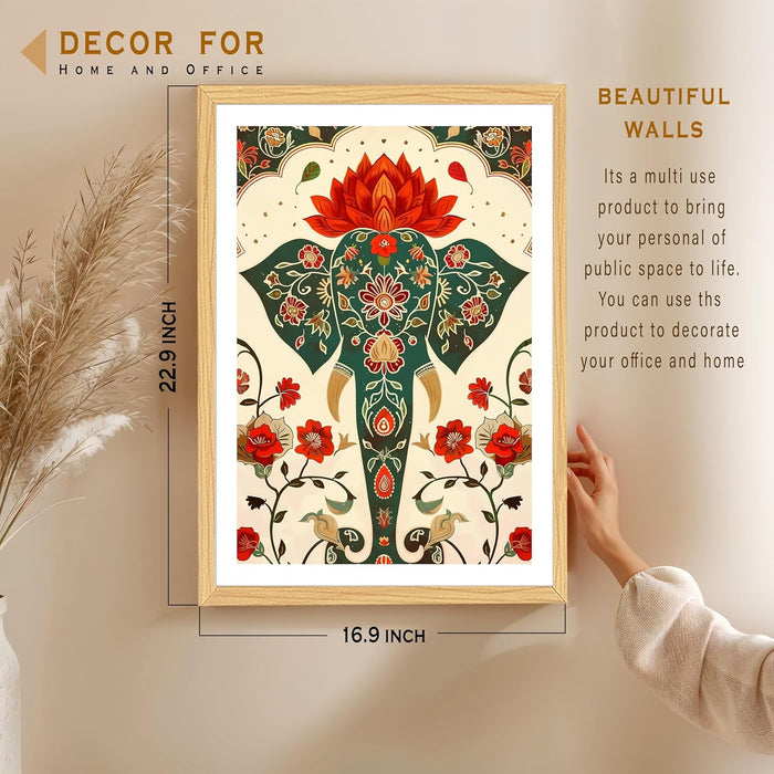 Elephant Decorative Wall Art Print, Wall Decorative Art Prints Framed Painting (17x23 Inch)