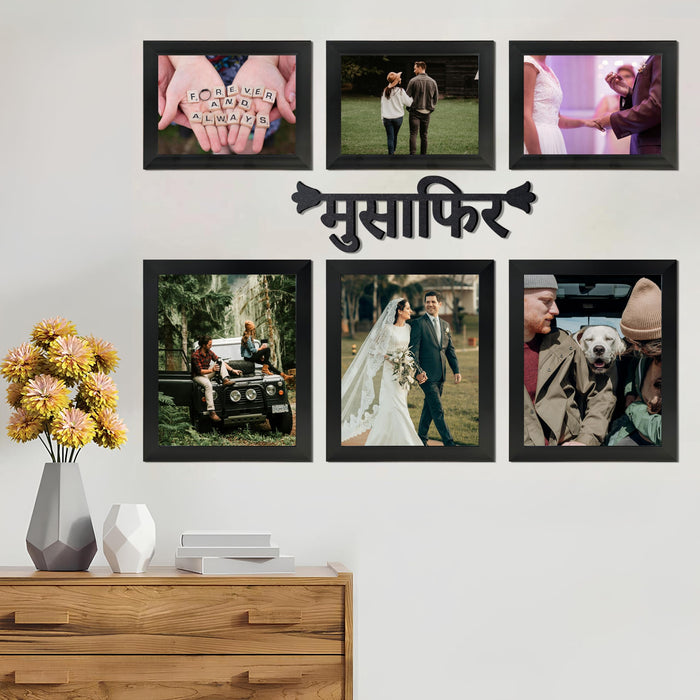 Wall Photo Frame for Home Décor (Set of 6), Plexiglass, Hindi Quotes Photo Frame (3 pcs- 8x10 Inches, 3 pcs-6x8 Inches)