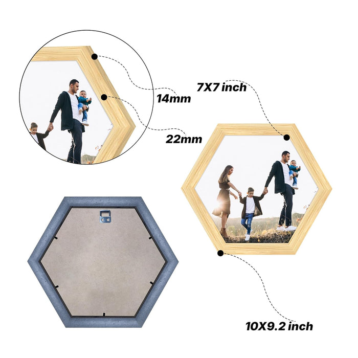 Hexagon Wall Photo/Picture Frame Set of 3, and 'You & me' Word (Size 10x9.2 Inch)