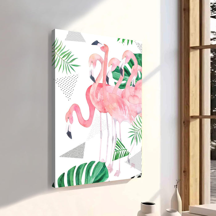 Painting Mantra Art Flamingo Stretched Canvas Art Print, Painting | Digital Print On Stretched-Canvas | Suits for Living Room, Bed Room, Hallways, Office (30x41 CM)