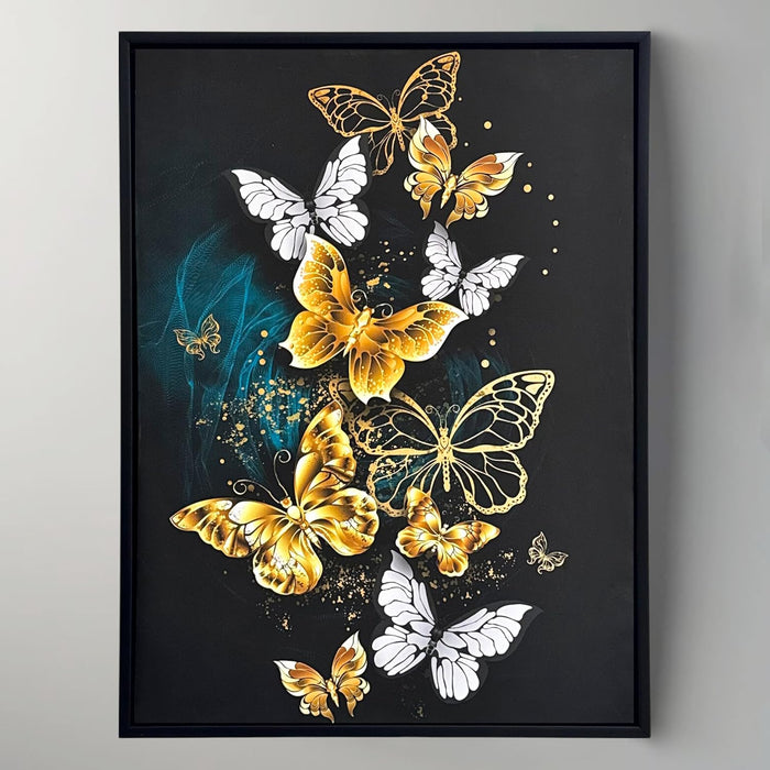 Framed Canvas Art Print with LED Light Decorative Canvas Wall Art Wall Decor Painting Digital Butterflies 43x58 cm