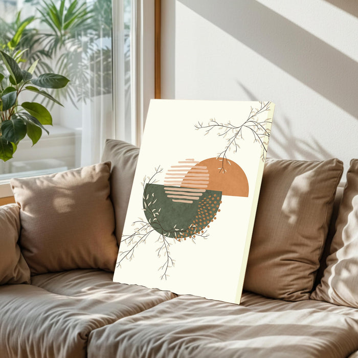 Abstract Botanical floral Stretched Canvas Wall Art Modern Boho Illustration Painting for Home & Office Wall Decor, (16x22 Inch)