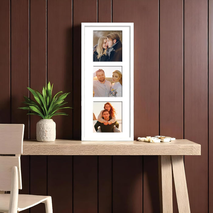 Photo Frame Collage 13x13 cm Photos Display 3 Oppenings Wall Mounting Home Décor Photo-Frame (23x49 cm)