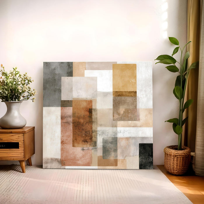 Modern Abstract Stretched Canvas Wall Art Painting For Living Room, Large Minimalist Poster on Stretched Canvas for Living Room, Office & Bedroom Decor (56xx56 cm)