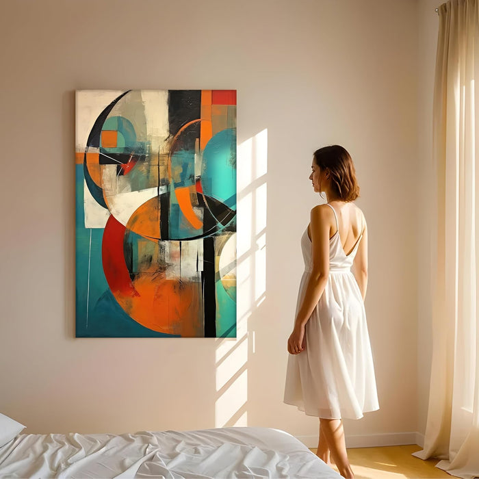 Abstract Stretched Canvas Multicolor Wall Art Painting Geometric Digital Painting ‰ÛÒ 22x34 Inch