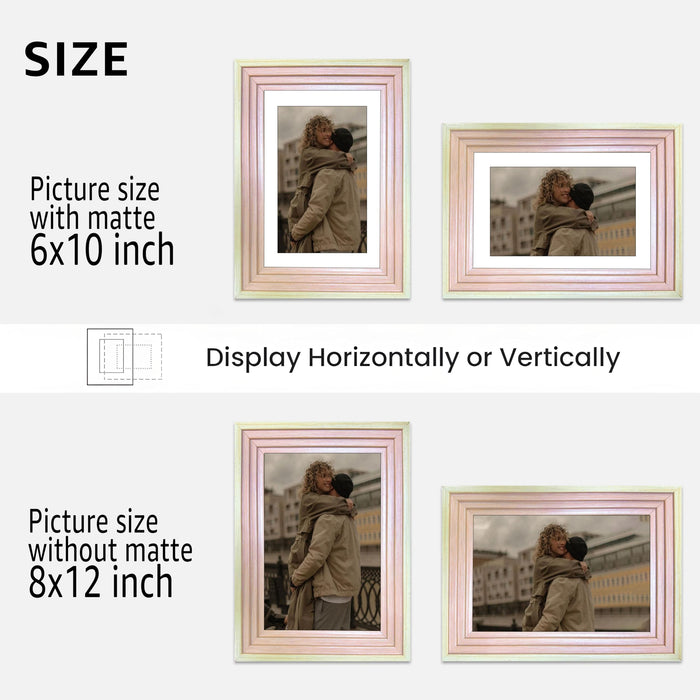 Art Street Luxury Photo Frame for living room, Modern Step Design Photo Frames for Photograph, Art Work, Kids Room Set of 9 (A4, 8x12 Inch, Pink)