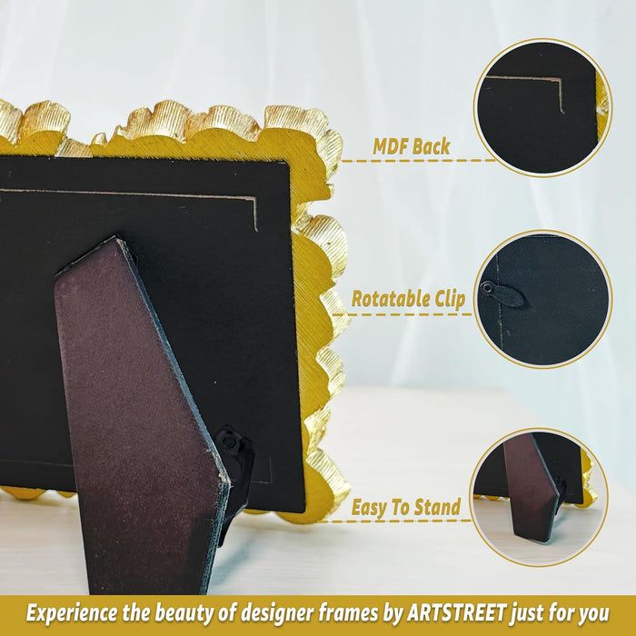 Elegant Golden Ginkgo Leaf Resin Vintage Table Photo Frame, 4x4 Inch Photo  - Royal Gold