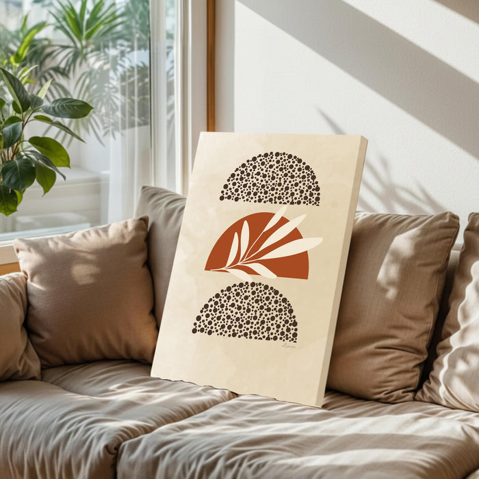 Abstract Sun Pattern Stretched Canvas Wall Art Modern Boho Illustration Painting for Home & Office Wall Decor, (16x22 Inch)