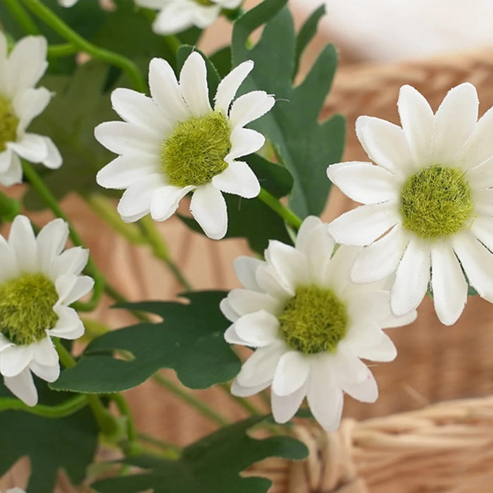 Art Street Artificial White Flowers Bunch |Daisy Flowers for Home | Living Room, Valentine Day Décor |Christmas Day, New Year Gift, 7 Head 21 Flowers| Pack of 2|Size 13 INCH, (Without Vase)