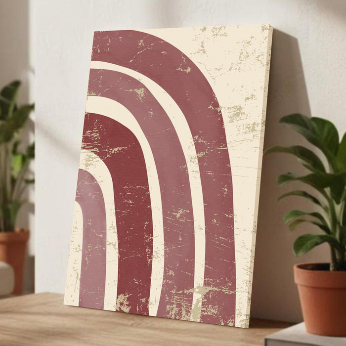 Abstract Marron Rainbow Stretched Canvas Wall Art Modern Boho Illustration Painting for Home & Office Wall Decor, (16x22 Inch)