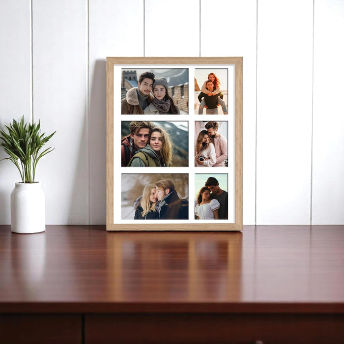 Photo Frame Collage 10x15, 8x10 cm Photos Display 6 Openings Wall Mounting Home Décor Multi Opening White Photo-Frame (31x39 cm)