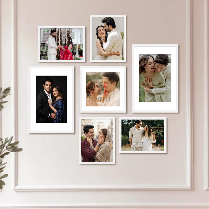 Art Street Photo Frame Set of 7 White Wall Decor Collage Display Hanging Family Picture Frames Gallery Collection Decor Items Wall Mount Frames Birthday Anniversary Gift, 8x12, 12x12 and 12x16 In