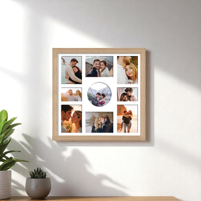 Photo Frame Collage 8x10, 5x8 and 9x9 cm Photos Display 9 Oppenings Wall Mounting Home Décor Black Photo-Frame  (34x34 cm)