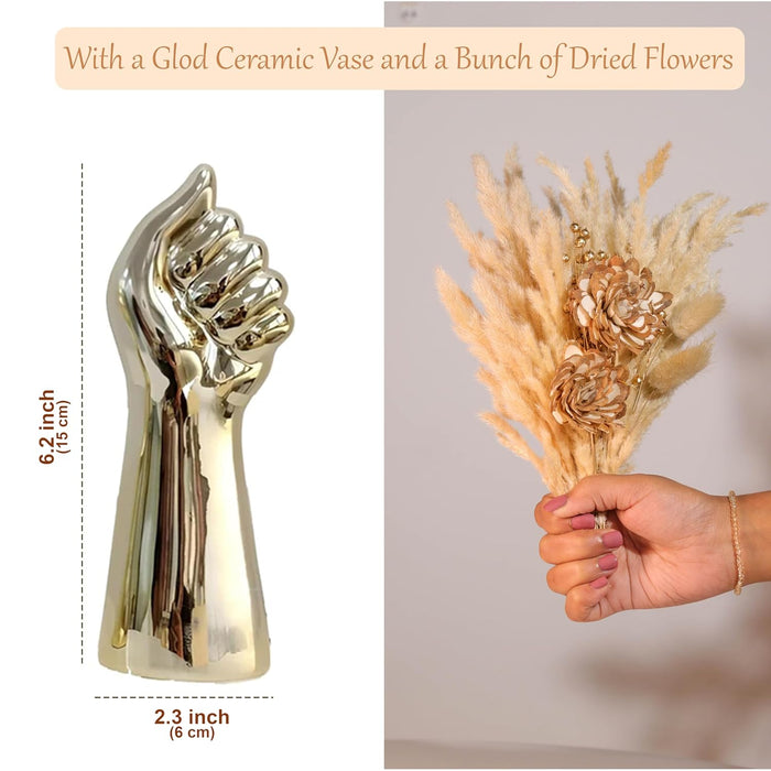 Dried Pampas Grass and Gloden Artificial Flowers Bouquet Boho Dried Flower Arrangement, Natural Dry Floral Bouquet 30 cm