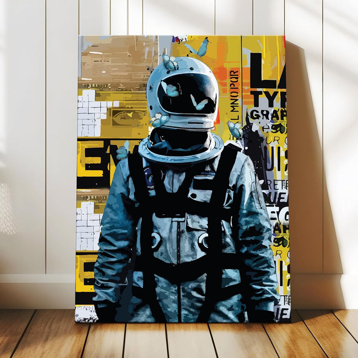 Art Street Stretched Canvas painting Space Astronaut Starry Night Graffiti Butterfly Wall Art for Home Decor, Living Room, Office.