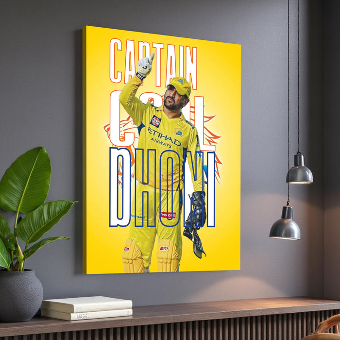 Dhoni Canvas Painting Wall Art Painting, Captain Cool Indian Cricket Legend, Premium Wall Art for Home, Office & Sports Room For Home Decor, 16 x 22 Inch