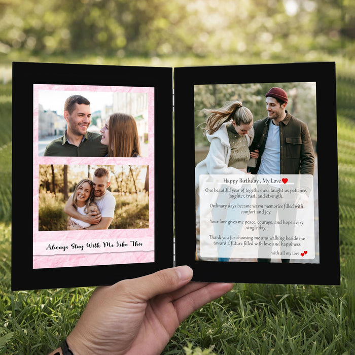 Art Street Customized Folding Table Stand Photo Frame for Valentine Love Gift, Couples Anniversary, Birthday| Personalized Book Style Frame for Two 5x7 In Picture