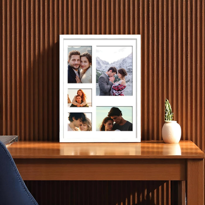 Photo Frame Collage 15x20, 10x15, 8x10 cm Photos Display 5 Openings Wall Mounting Home Décor Photo-Frame, (34x44 cm)