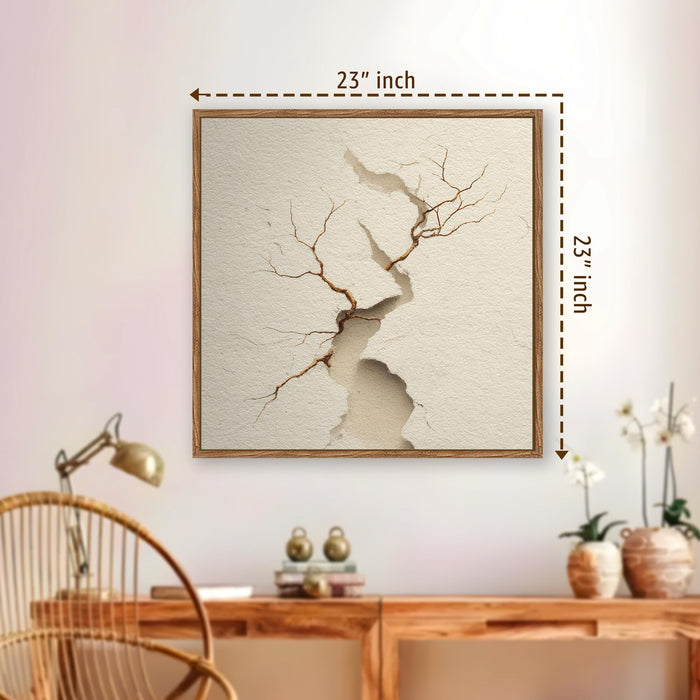 Abstract 3D Crack Framed Painting For Living Room | Sculptural Texture Large Canvas Painting With Frame Wall Art For Bedroom, Hallway's, Office, Hotel, Size 58x58 cm
