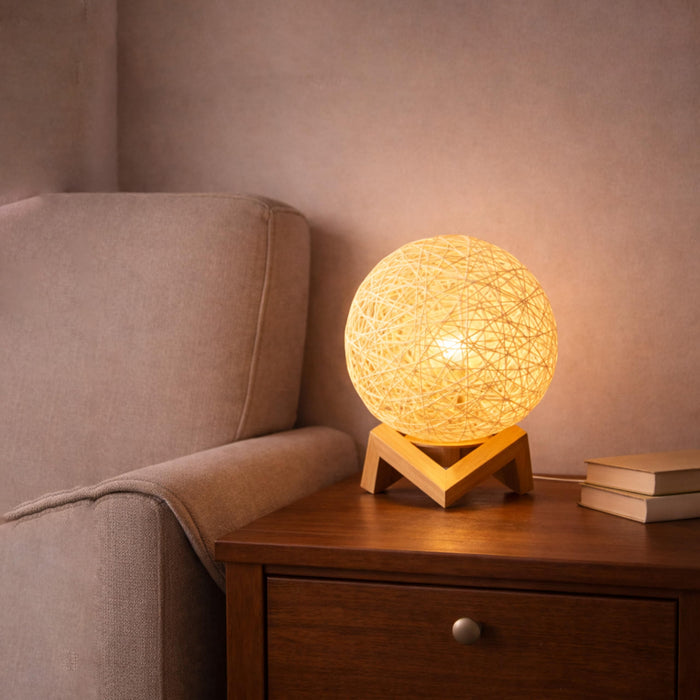 Decorative Wooden Bedside Table Lamp Night Light Desk Side Table Warm White Lamps for Living Room Bedroom 13x24 cm (with LED Light)