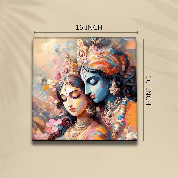 Abstact Art Walking Lord Shiva Wall Decor Print Multicolor | Canvas Painting Stretched on Wood | Suits For Mandeer (16x16 Inch)