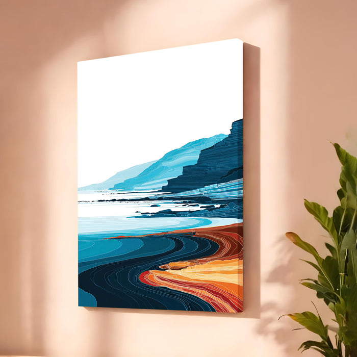 Abstract Seascape Stretched Canvas Painting For Living Room | Ocean Coastal Stretched Canvas Wall Art For Livingroom Home Decor, Bedroom, Hallway's, Office, Hotel - 56x86 cm