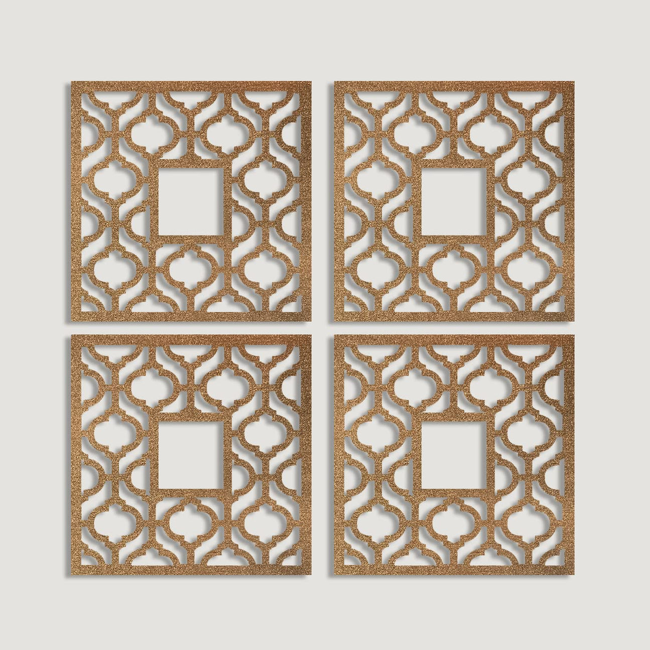 Floral Decorative Wall Art, MDF Square 3D Jharokha Jali for Home Decor