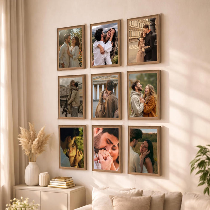 Wooden Cave Design Photo Frame Set of 9 | Black Picture Frames for Photos, Artwork & Certificates | Wall Décor for Living Room & Home (11x14 Inch)