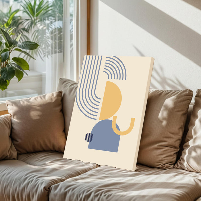 Abstract orange and blue Face Stretched Canvas Wall Art Modern Boho Illustration Painting for Home & Office Wall Decor, (16x22 Inch)