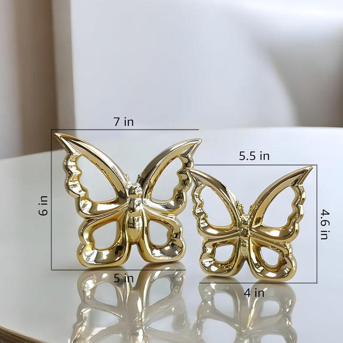 Butterfly Showpiece Statue for Home Décor, Golden (5.5x4.6 & 7x6 inch)