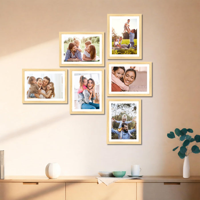 Art Street Family Photo Frame Set of 6 for Wall Decor, Wooden Finish Collage Picture Frames for Living Room, Bedroom & Home Decoration, Multi-Size Wall Hanging Gallery Frame Set, (Size, 4x6 Inch)