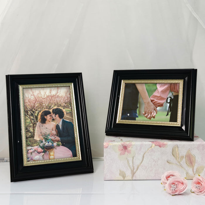 Photo Frame for Table, Plexi Glass, Engineered Wood Photo Frame (Black)