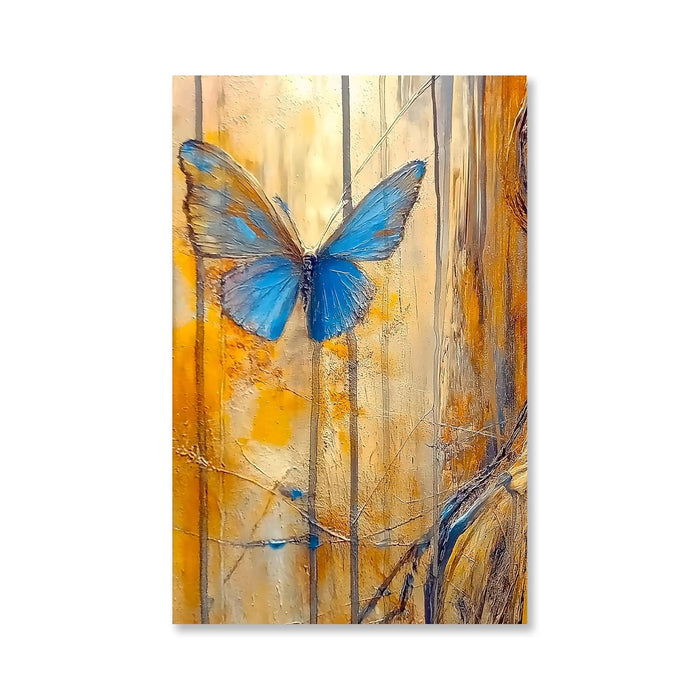 Large Stretched Canvas Painting, Panel Wall Art Print Blue Butterfly Framed Luxury Paintings for Home Decoration, Living room, Bedroom and Office Décor (Blue, 22x34 Inch)