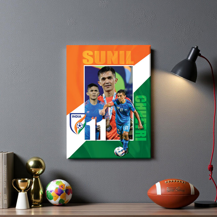 Sunil Chhetri Wall Art Canvas Painting Poster, Indian Football Legend Sports Wall Decor for Living Room, Bedroom, Office & Football Lovers, and Home & Office Decor, 16 x 22 Inch