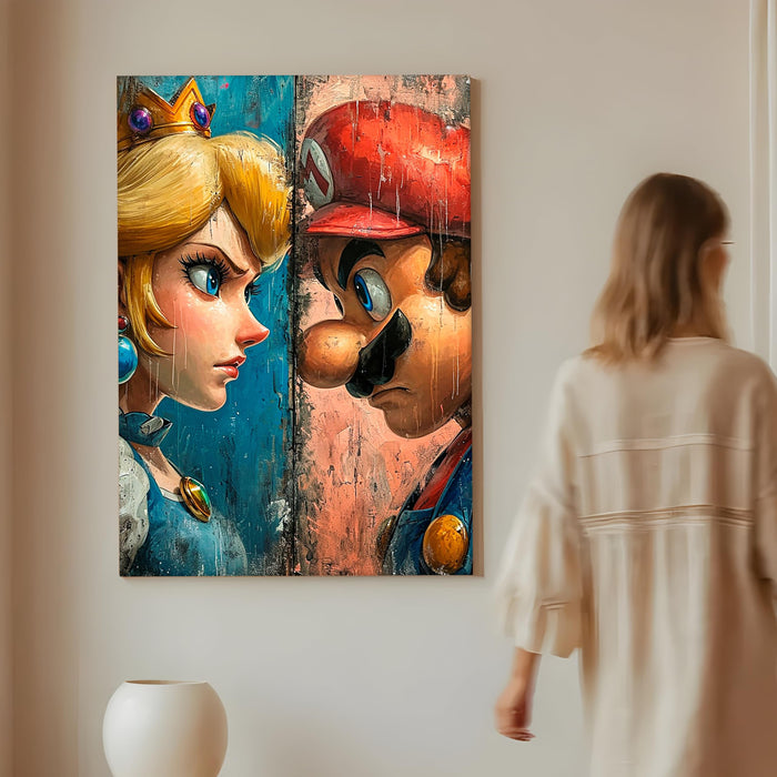 Classic Cartoon Face-Off Pop Art Stretched Canvas Painting Print| Retro Game-Style Wall Art | Modern Character Portrait Artwork for Home & Office Décor, 56x86 cm
