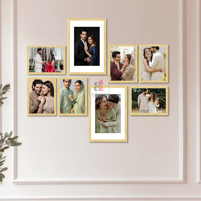 Art Street Photo Frame Set of 8 Beige Wall Decor Collage Display Hanging Family Picture Frames Gallery Collection Decor Items Wall Mount Frames Birthday Anniversary Gift, 8x12 and 12x16 In