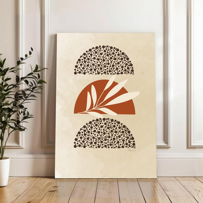 Abstract Sun Pattern Stretched Canvas Wall Art Modern Boho Illustration Painting for Home & Office Wall Decor, (16x22 Inch)