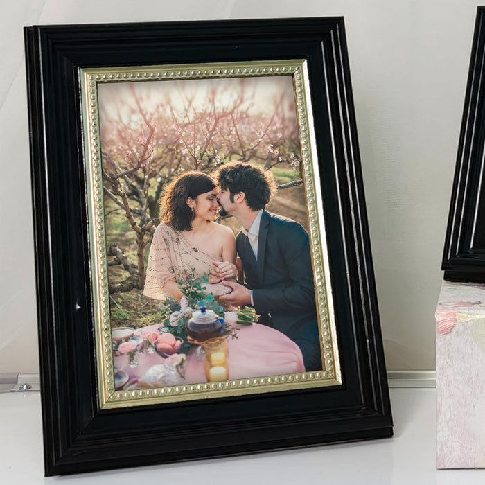 Photo Frame for Table, Plexi Glass, Engineered Wood Photo Frame (Black)