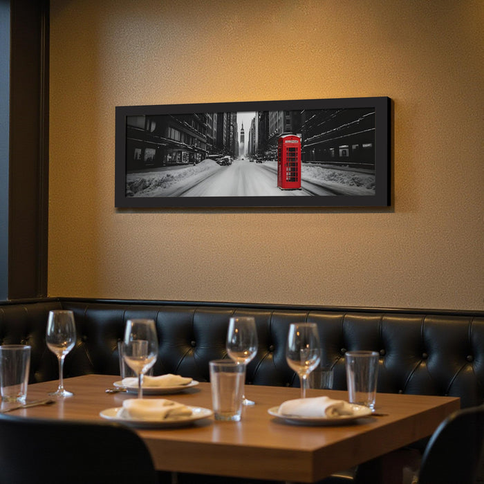PAINTINGMANTRA New York City Street Winter Season Black and Wall Art Framed Luxury Paintings for Home Decoration, Living room, Bedroom and Office Decoration (99x38 CM)
