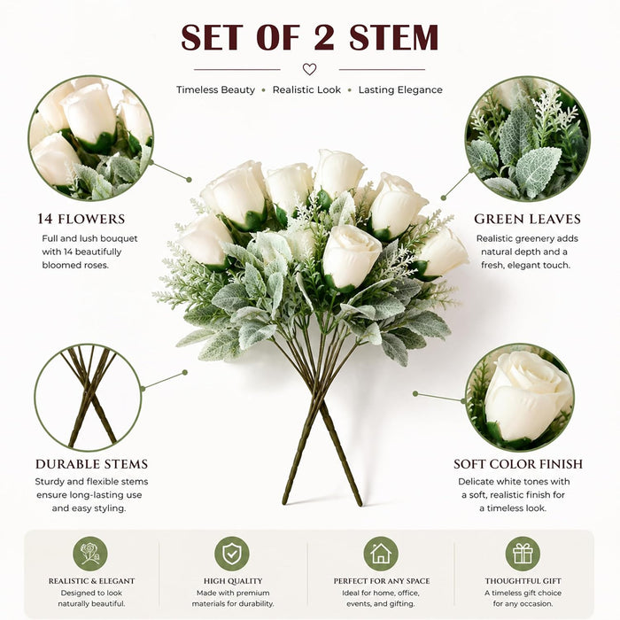 Art Street Artificial White Rose Flowers Bouquet for ' S Day, Rose Flowers Bunch
