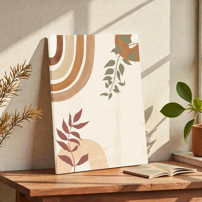 Abstract Botanical Leaves and rainbow Stretched Canvas Wall Art Modern Boho Illustration Painting for Home & Office Wall Decor, (16x22 Inch)