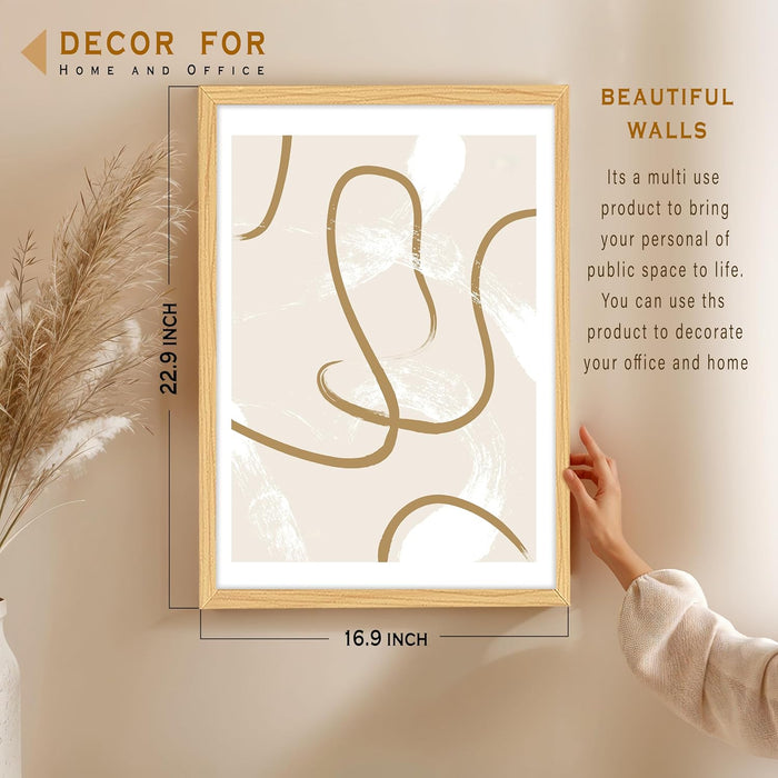 Boho Line Minimalist Wall Painting, Bohemian Large Wall Art Painting (16.9x22.9 Inches)