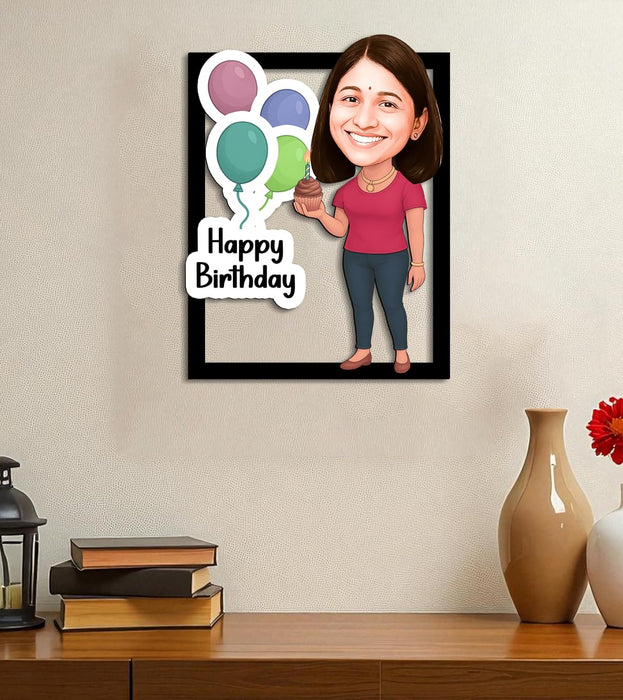 Happy Birthday For Women Personalized Gift for Friends, Sister, BFF, Girlfriend, Mother Character Caricature Standee, Photo Frame Unique Design Customized Gift for Friends & Family