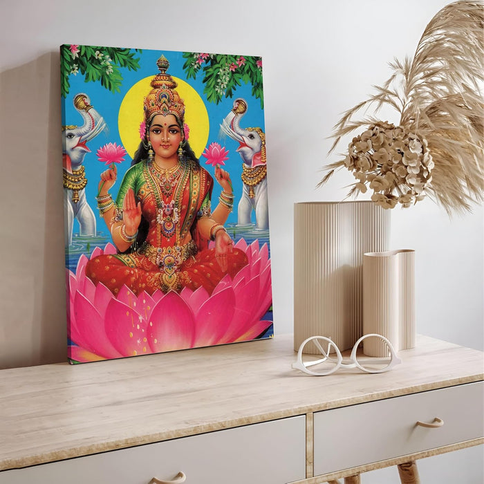 Spiritual Stretched Canvas Pooja room Temple Wall Art Print Painting on Stretchd-Canvas Suits for Pooja-room, Mandir, Hallways, Living Room, Office (30x41 CM)